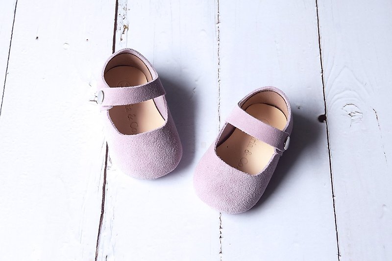 淡紫色瑪麗珍嬰兒鞋 手作學步鞋 彌月禮物 滿月禮  新生兒禮盒 - 嬰兒鞋/學步鞋 - 真皮 紫色