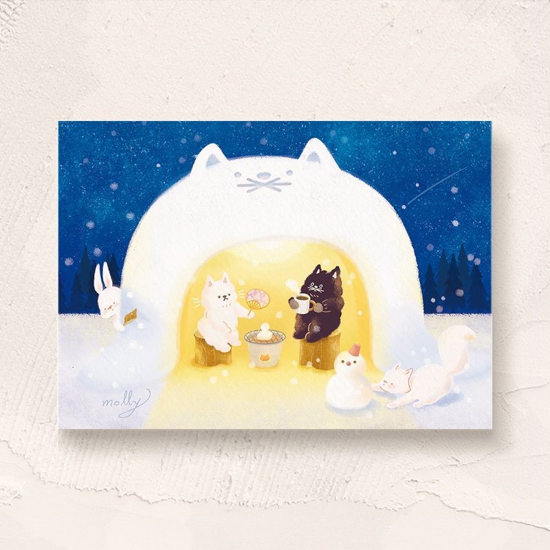 postcard-咖啡時光系列-雪屋 - 卡片/明信片 - 紙 多色