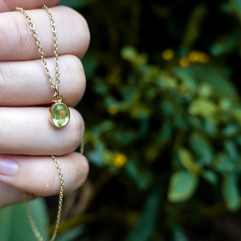 American antique Krementz beryl 14k mint green gold-plated necklace - Necklaces - Semi-Precious Stones Green