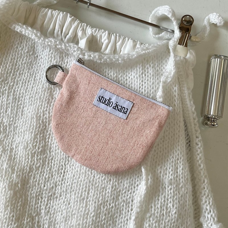 (Sakura Pink) Zipper Pouch / TEA CUP series - Toiletry Bags & Pouches - Cotton & Hemp Pink