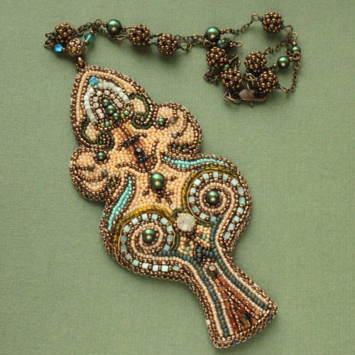 AlbinaBeadArt 刺繡項鍊生命之樹串珠吊墜波西米亞風護身符護身符民族項鍊