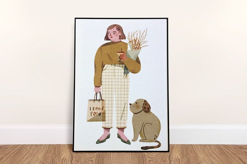 girl and doggo | A5 poster | Art print | - โปสเตอร์ - กระดาษ ขาว