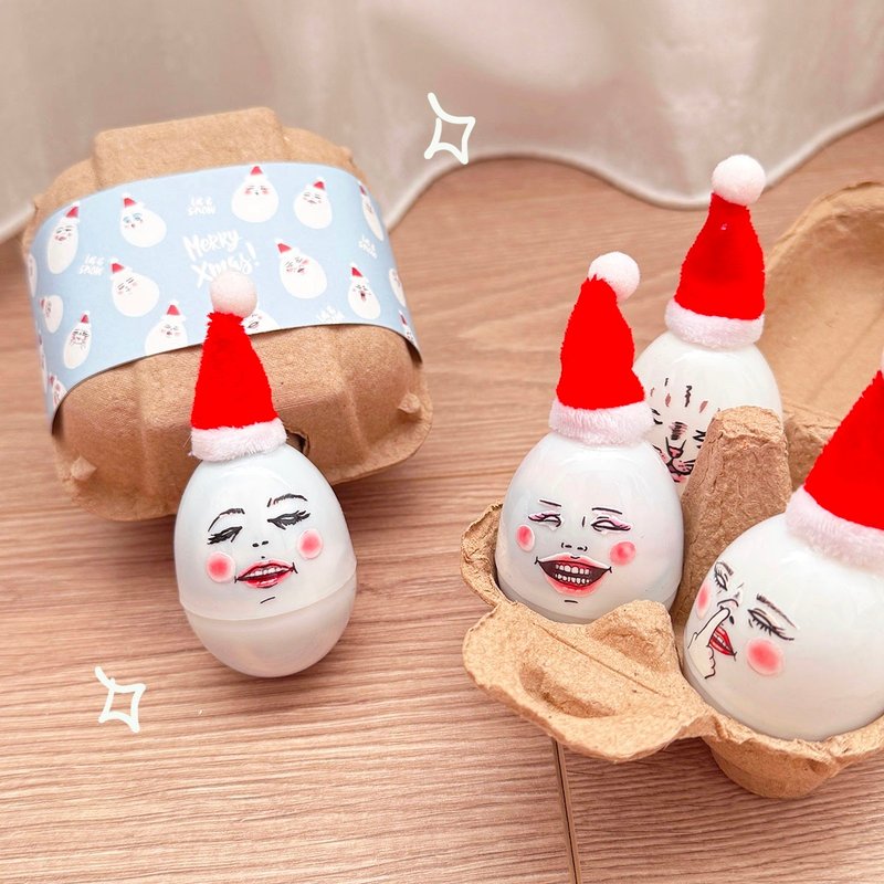 64折【聖誕禮盒】聖蛋老公公 4入驚喜蛋 - 化妝包/收納袋 - 聚酯纖維 紅色