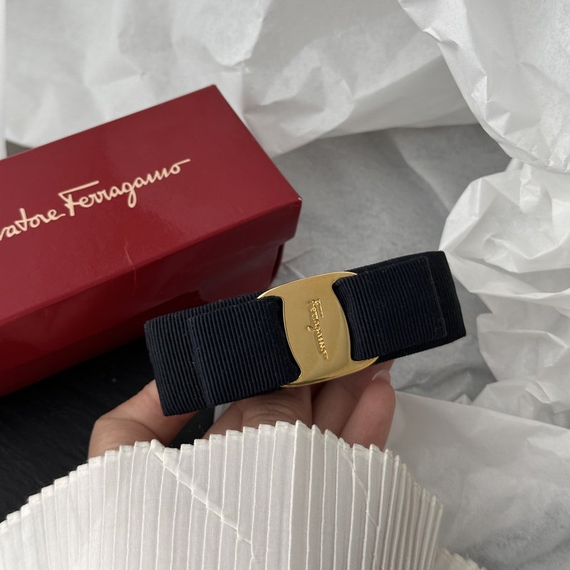 Salvatore Ferragamo 菲拉格慕 Vara 蝴蝶結 尼龍帆布 髮夾 - 髮夾/髮圈 - 棉．麻 黑色