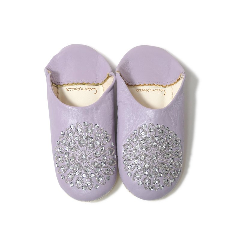 purple / silver / moroccan Leather babouche Slippers / High quality odourless - Indoor Slippers - Genuine Leather Purple