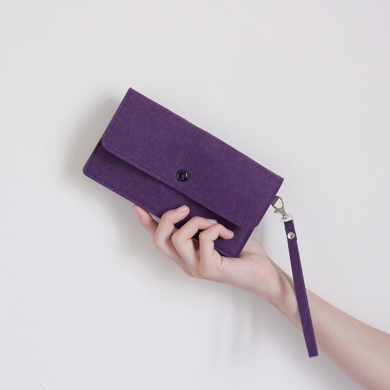 Simple wool mobile phone bag Phone package / wrist strap - deep purple witch purple - Other - Wool Purple