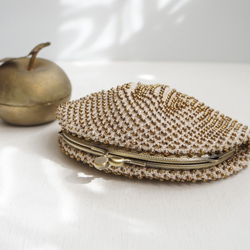 Ba-ba (m) Skipping Stiches Beads crochet pouch No.2136 - Wallets - Other Materials Gold