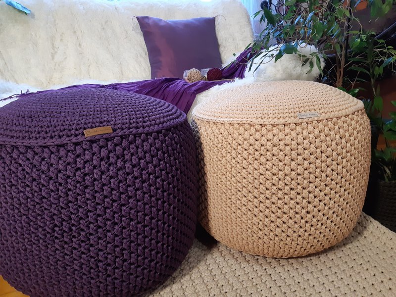 Fashionable ottoman Crochet pouf custom size Stuffed ottoman - Chairs & Sofas - Polyester 