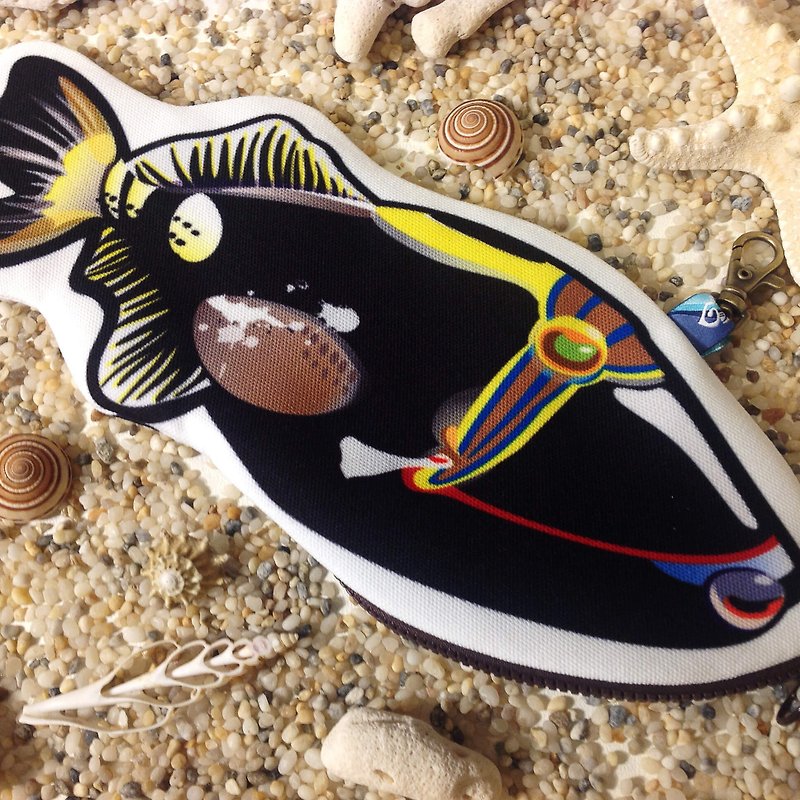 【Organic Cotton】Picassofish Pouches/Pencil Cases#Pharaoh Black - กล่องดินสอ/ถุงดินสอ - วัสดุอื่นๆ สีดำ