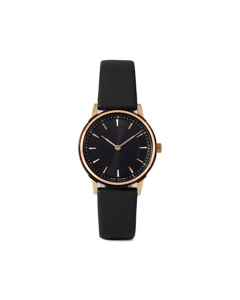 Petite LW-072 金色殼黑色面黑色皮錶帶 - 女裝錶 - 其他金屬 金色