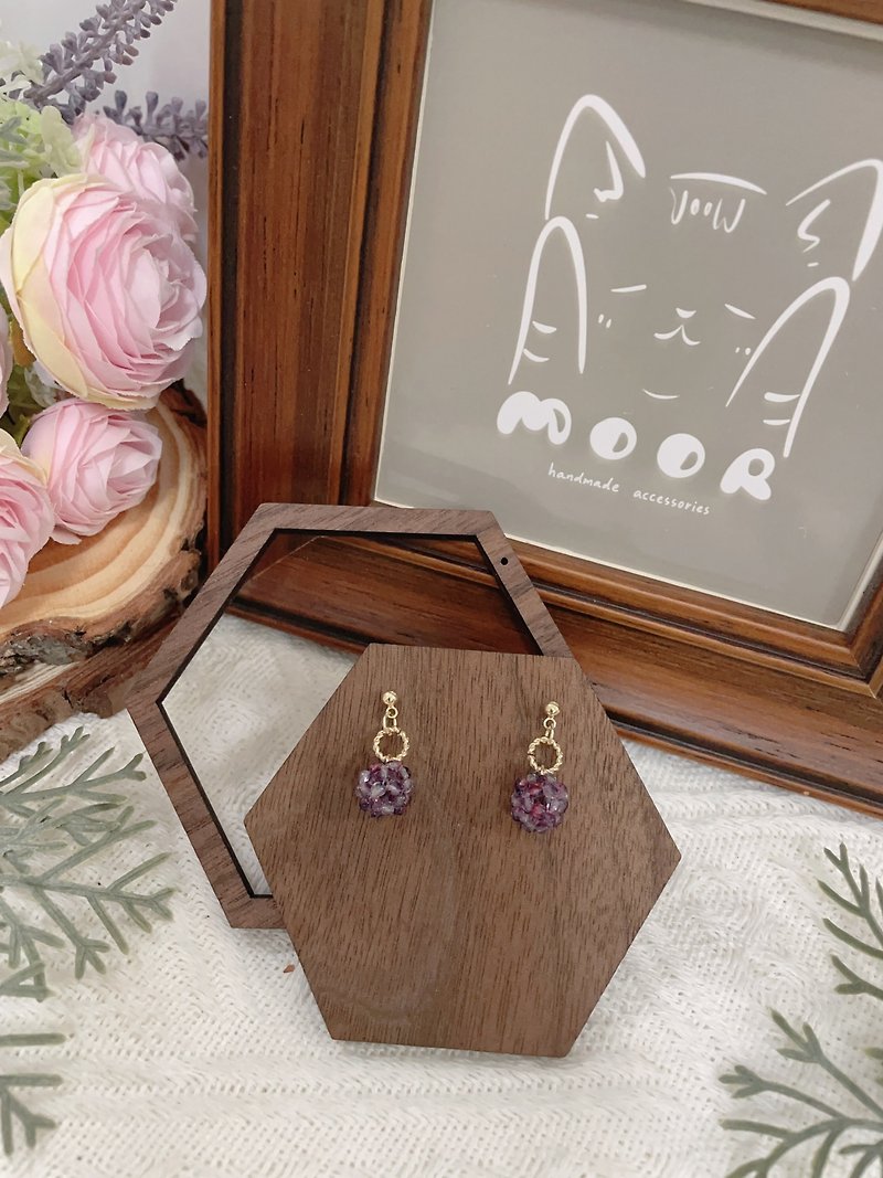 Purple pink ball earrings - Earrings & Clip-ons - Plastic Purple