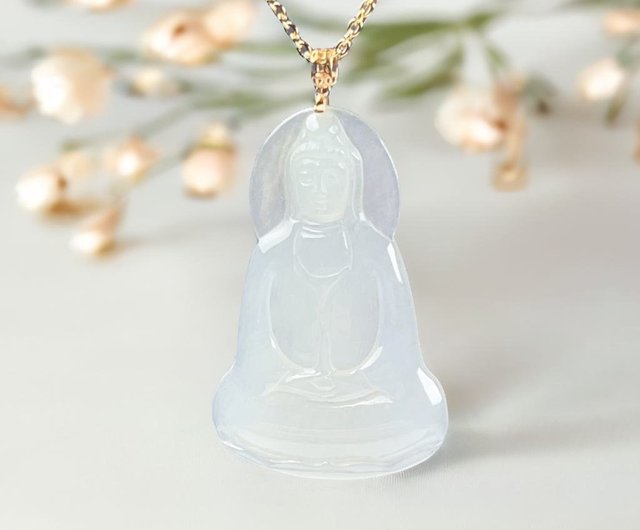翡翠 観音菩薩 ネックレス アイスブルー翡翠観音菩薩ネックレス |天然A級翡翠 |贈り物
