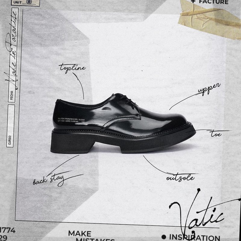 VATIC POLISHED DERBY SHOES BLACK / 1983 45mm增高厚底皮鞋 - 男皮鞋 - 真皮 黑色
