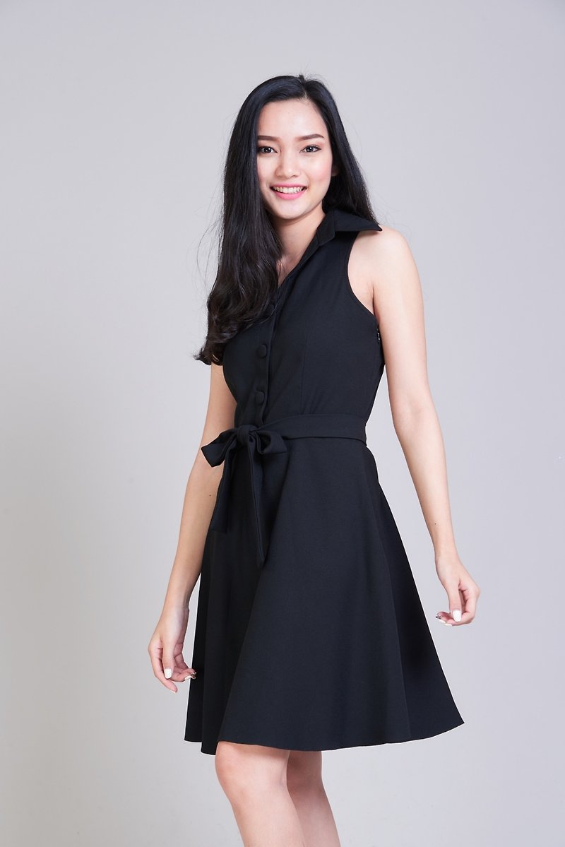 Little Black Dress Shirt Dress Working Dress Party Dress Vintage Style Sundress - 連身裙 - 聚酯纖維 黑色