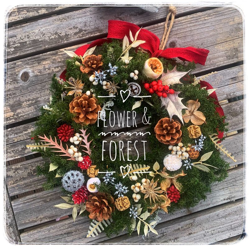 Japanese Preserved Ice Fir Christmas Wreath - ของวางตกแต่ง - พืช/ดอกไม้ 