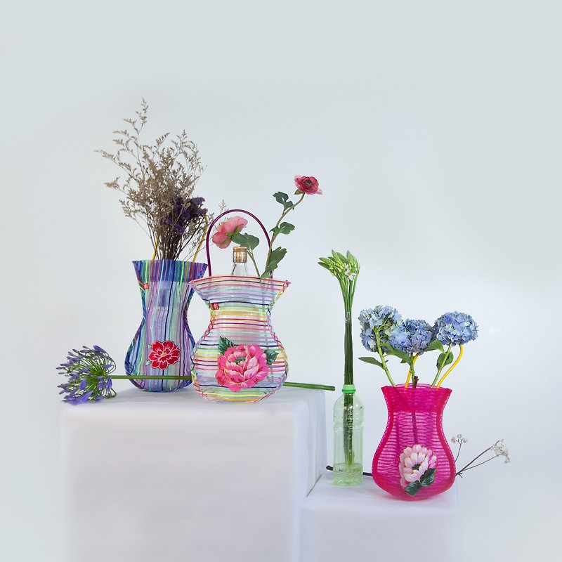 【GUTS】漁師網花瓶包 - 花瓶・植木鉢 - プラスチック 多色