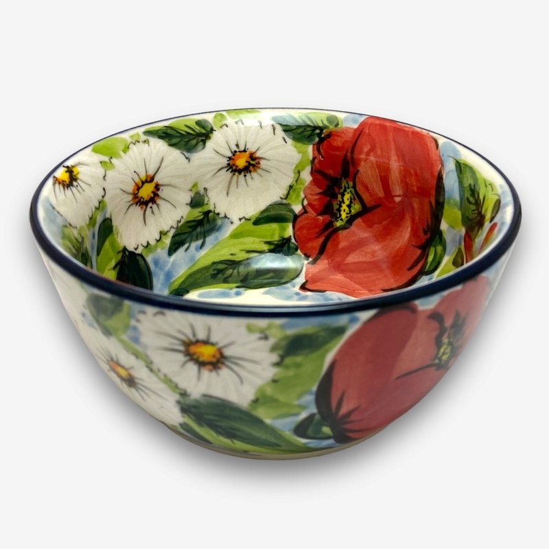 Polish hand-painted pottery-rice bowl 13cm Sparkling Beauty series designer model - Bowls - Pottery Orange