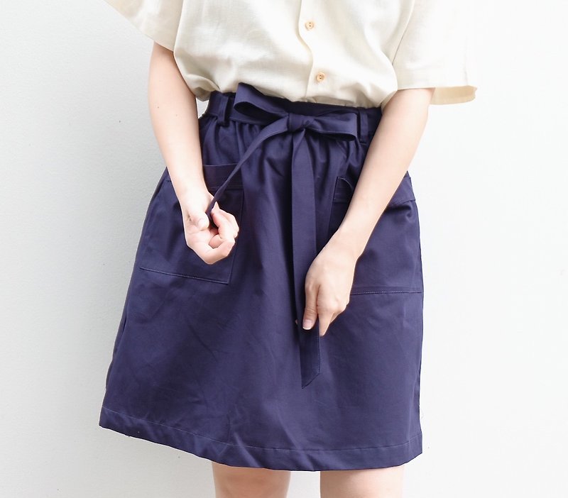 Butter B. Skirt - Blue color - 裙子/長裙 - 棉．麻 藍色