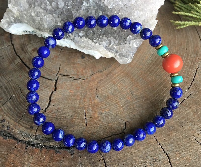 ♦ My.Crystal ♦ patron saint II ♦ turquoise cinnabar bracelet - Bracelets - Gemstone Blue