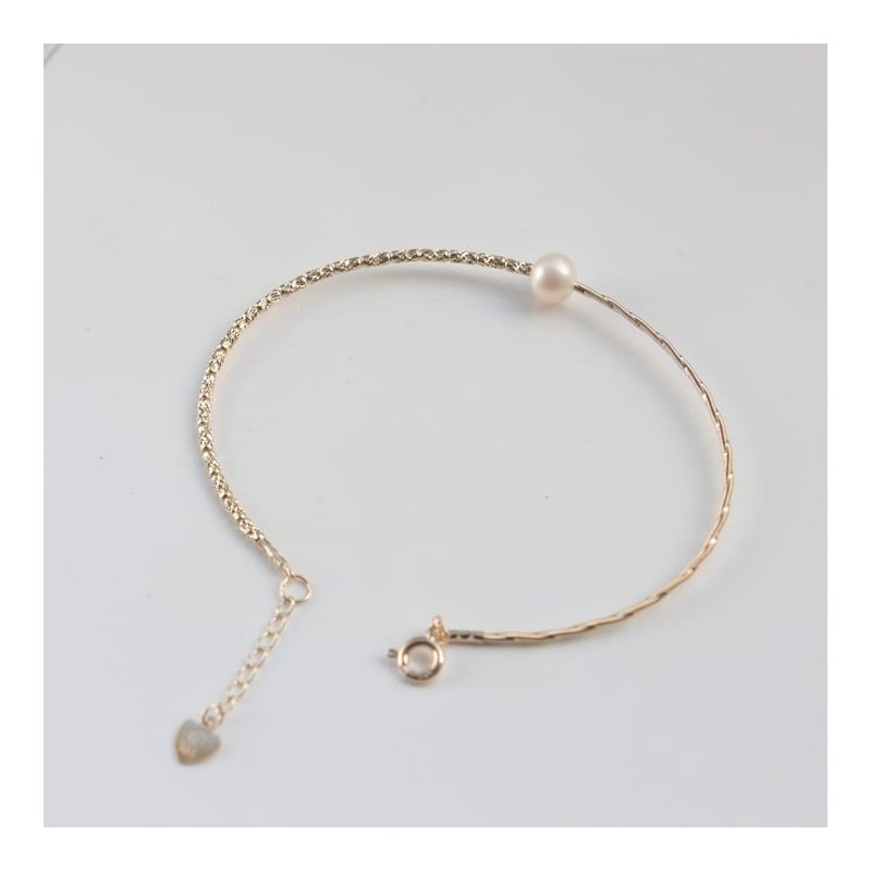 14K Flexible Gold Bar Pearl Bracelet - สร้อยข้อมือ - เครื่องประดับ สีทอง