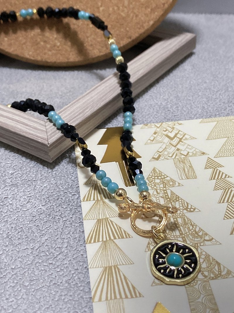 Necklace - Turquoise Sun Bead Necklace Series - Necklaces - Other Materials Black