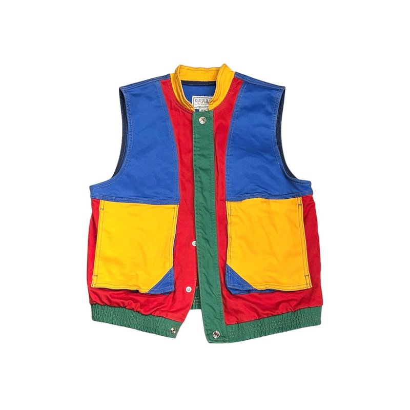 Second hand 美國 Guess 彩色拼接棉質背心 - 背心/無袖上衣 - 棉．麻 多色