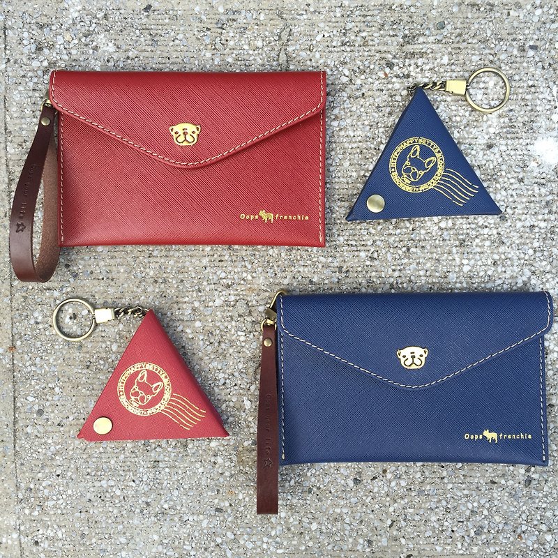 Oops Bago Leather Envelope Bag Passport Clip Long Clip - Mother's Day Gift - Red - กระเป๋าสตางค์ - หนังแท้ สีแดง