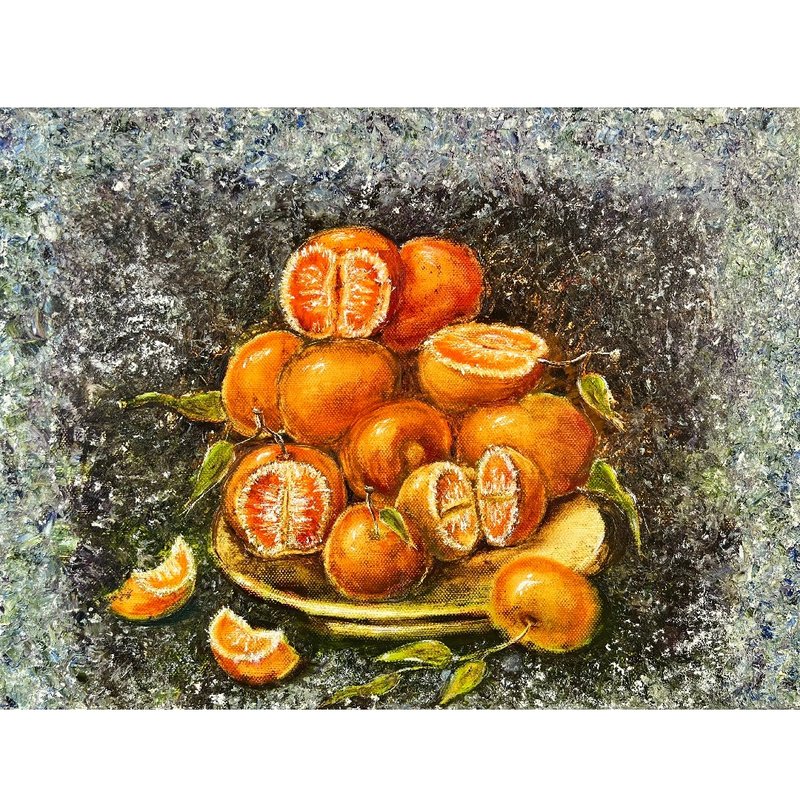 Tangerines Painting Fruit Original Artwork 30x40cm by Oksana Stepanova - 海報/掛畫/掛布 - 棉．麻 多色