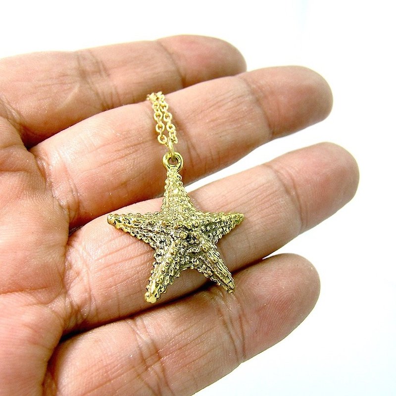 Starfish pendant in brass,Rocker jewelry ,Skull jewelry,Biker jewelry - Necklaces - Other Metals 