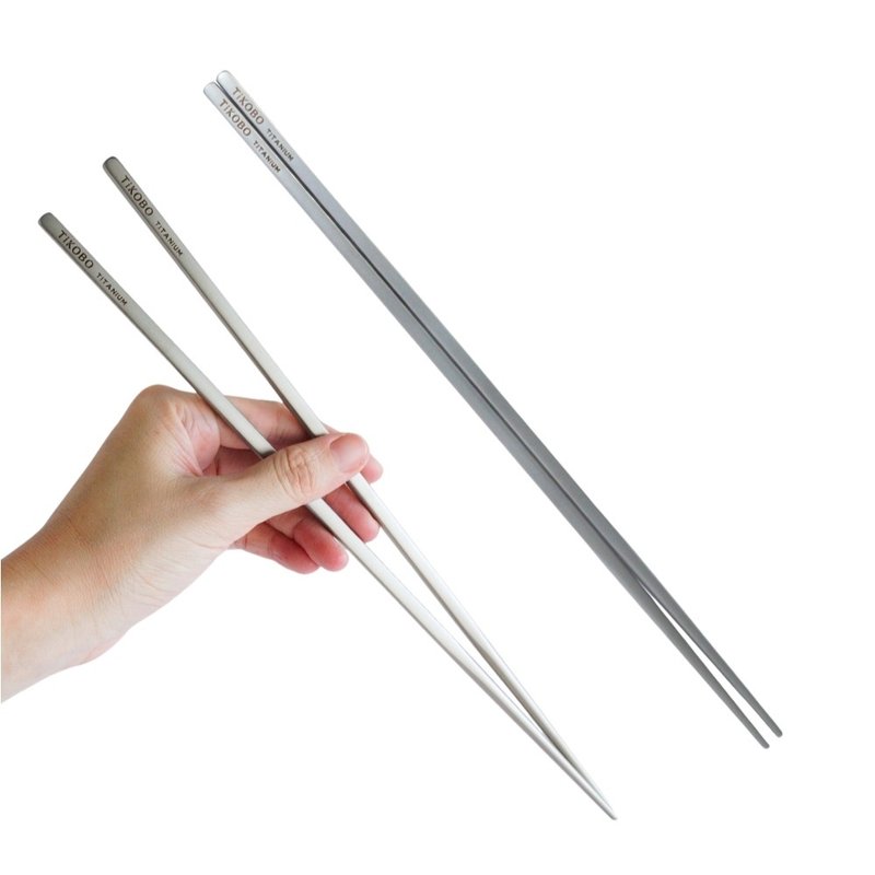 [New product on the shelves] Pure titanium cooking chopsticks/square hollow chopsticks/male chopsticks 32 cm (matte texture) - Chopsticks - Other Metals Silver