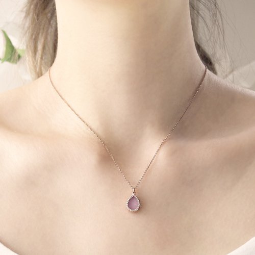 Jadeite Atelier 翠藝 紫玉項鍊 梨形 - 天然翡翠 - 保證A玉