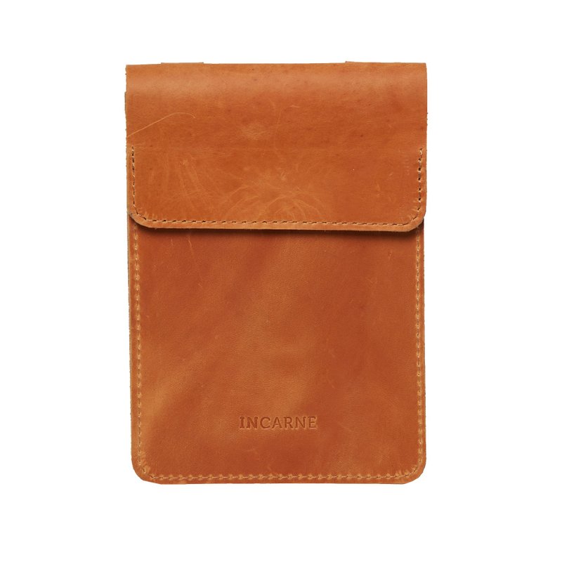 กระเป๋าใส่โทรศัพท์หนังวินเทจสีคอนยัค – กระเป๋าสะพายข้าง - กระเป๋าแมสเซนเจอร์ - หนังแท้ สีส้ม