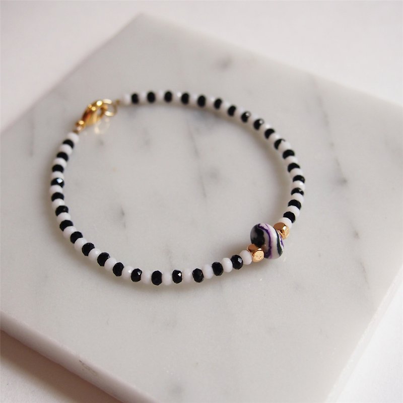 "KeepitPetite" stylish black and white zebra · · · purple stripes turquoise bracelet bracelet • gift - สร้อยข้อมือ - เครื่องเพชรพลอย สีดำ