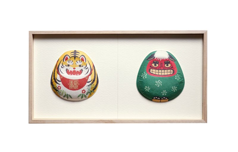 和紙の壁飾り　ふくら　２種飾り  (寅だるま・獅子舞) - 壁貼/牆壁裝飾 - 紙 