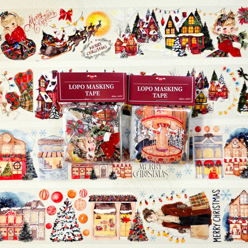 7% OFF Cut-Roll Set – Christmas Holographic Foil Masking Tape (2m × 2 Rolls) - 紙膠帶/和紙/PET - 其他材質 