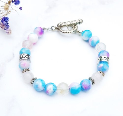 &amp;lt;Psychedelic Love-Seeking&amp;gt; Persian jade x cut flour crystal x watermelon crystal bracelet natural stone custom