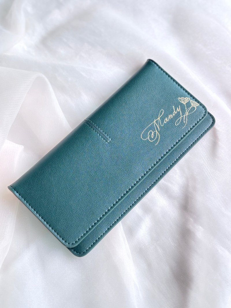 genuine leather wallet - กระเป๋าสตางค์ - หนังแท้ สีเขียว