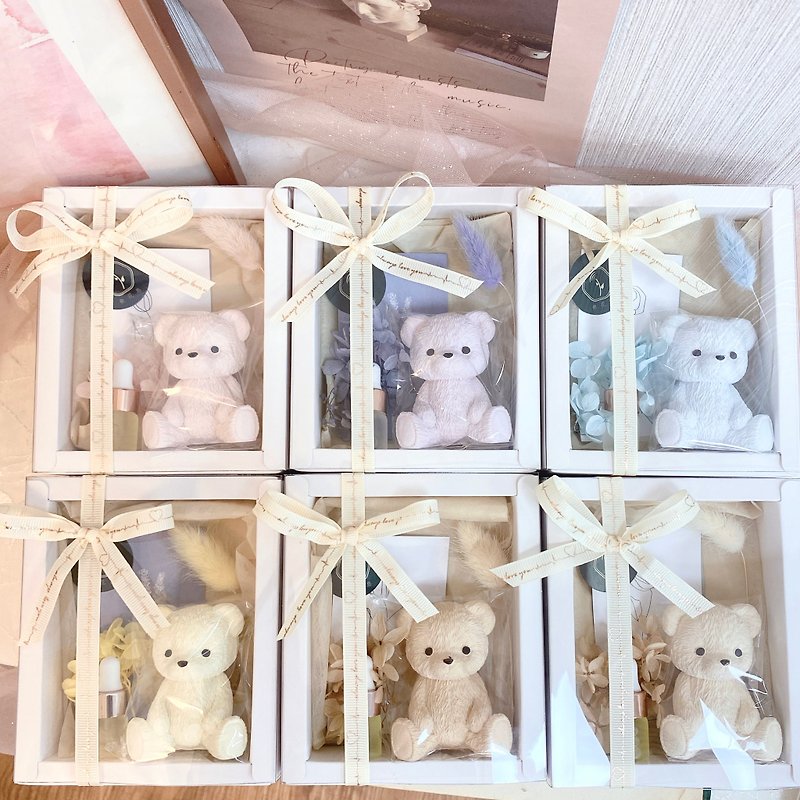 [Fragrance dry flower gift box]-Teddy bear diffuser immortal flower wedding gift birthday customization - น้ำหอม - วัสดุอื่นๆ 