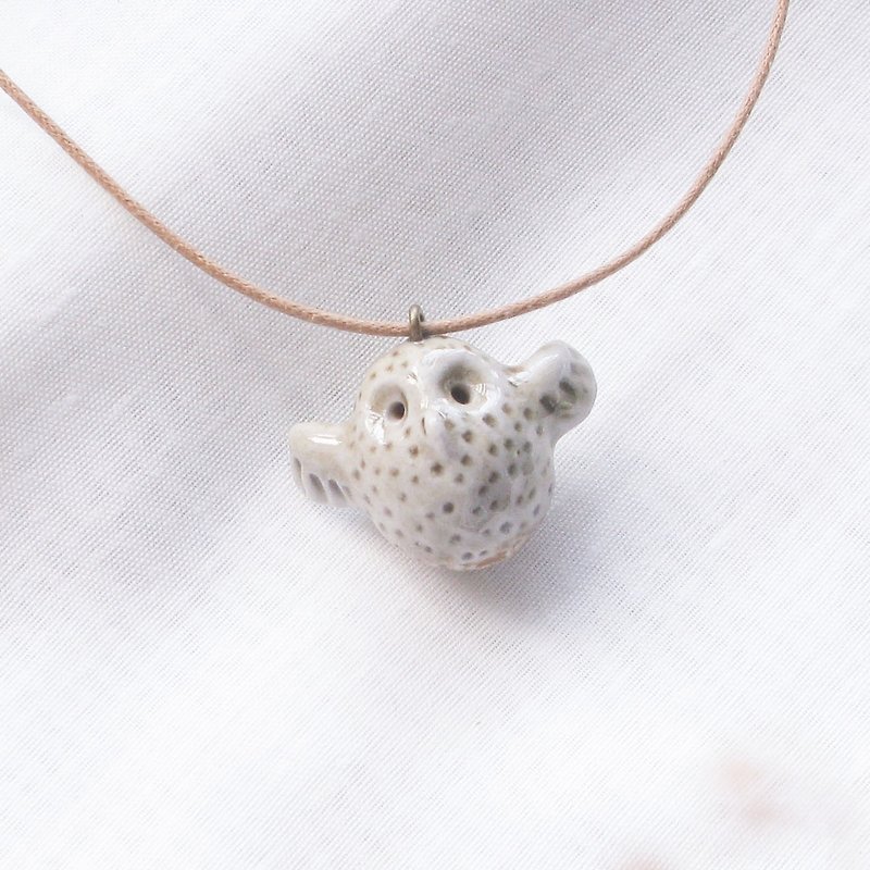 Firewood Owl Essential Oil Necklace B10 - Necklaces - Pottery White