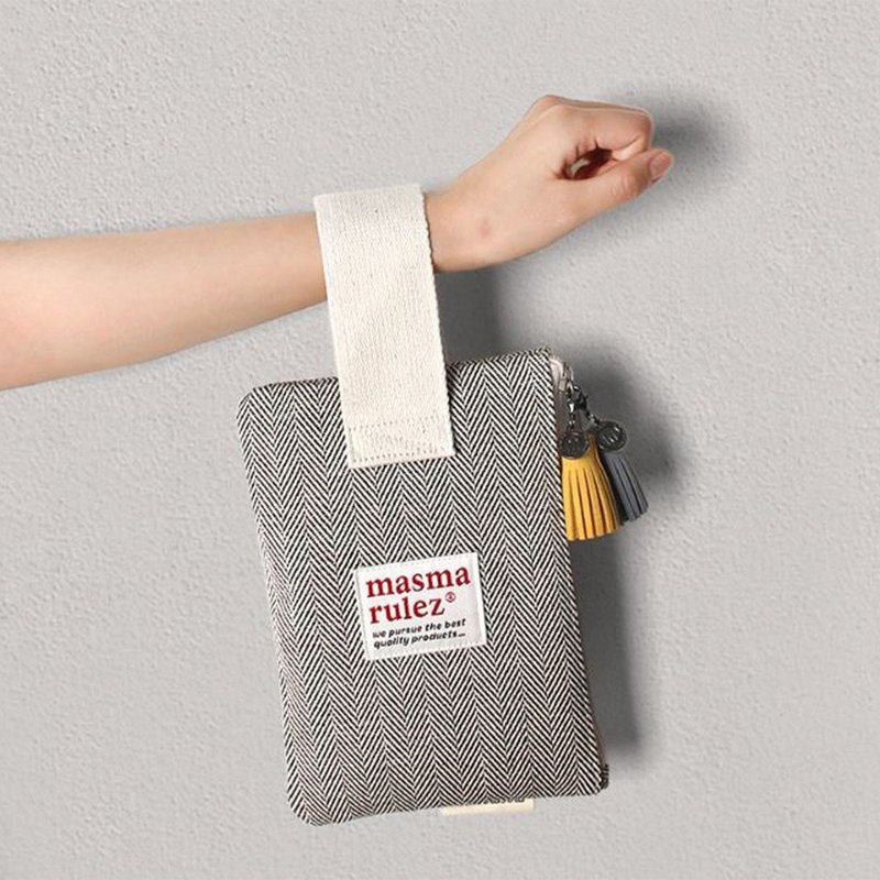 Korean designer brand Masmarulez anesthetic clutch bag - non-woven gray/white/red - Clutch Bags - Other Materials 