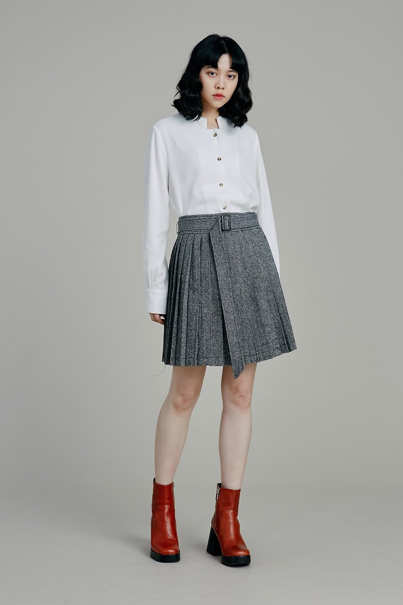 Shan Yong College Wind Hairy 100% Short Skirt - กระโปรง - ขนแกะ 