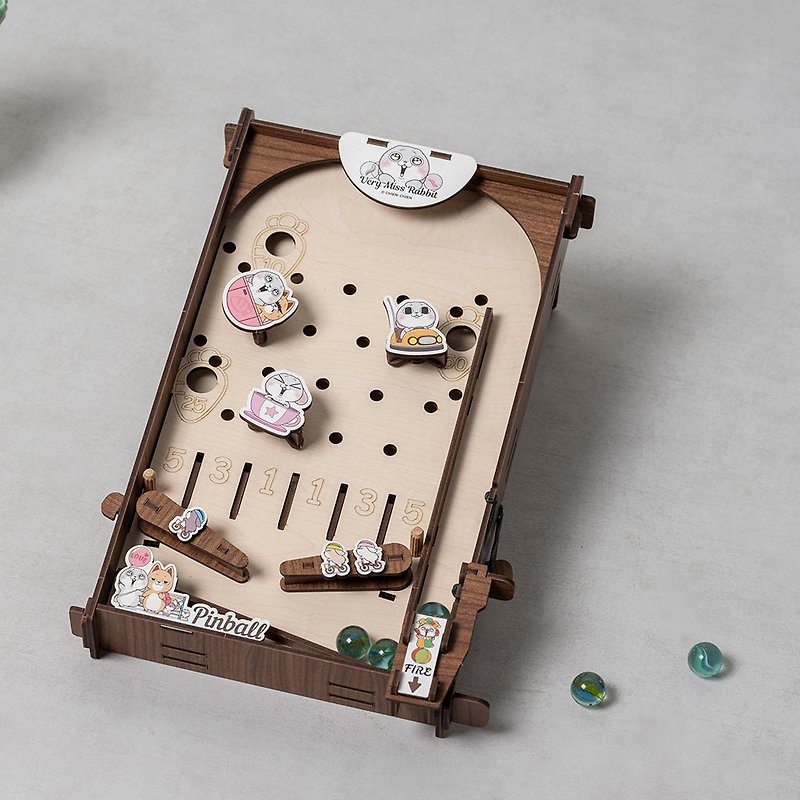 【DIY handmade】Haoxiangtu Rabbit Amusement Park Dual-purpose Pinball Table Material Pack - งานไม้/ไม้ไผ่/ตัดกระดาษ - ไม้ สีกากี