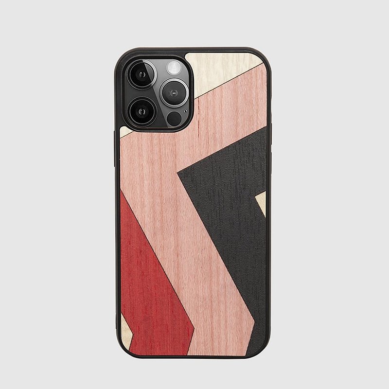 【予約販売】Log Phone Case/Rose Stripe Riga Rosa-iPhone - スマホケース - 木製 多色
