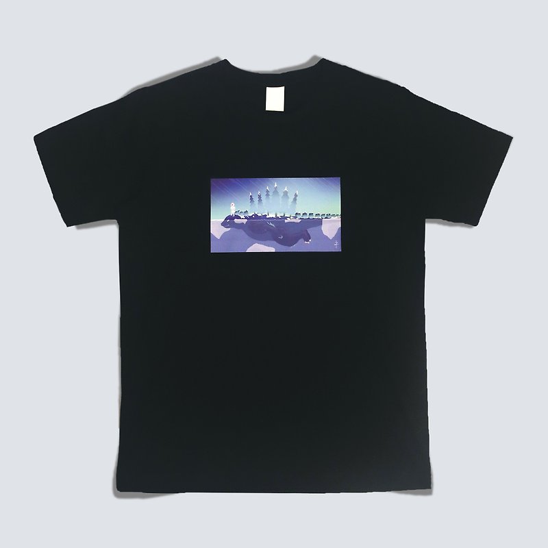 ZJ 中厚手 パウンドクラシック 半袖 Tシャツ 氷山風恐竜シリーズ ドローイングデザイン 台湾MIT製 - Tシャツ メンズ - コットン・麻 ブラック