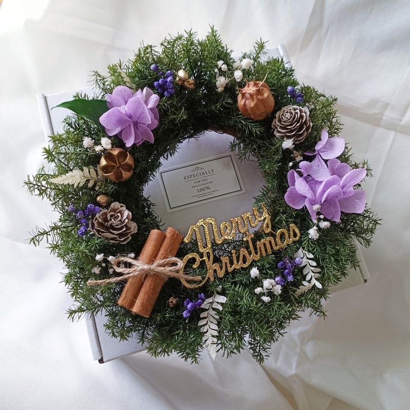 Exchange gifts [for Alice] 16x16cm Christmas wreath - ช่อดอกไม้แห้ง - พืช/ดอกไม้ สีม่วง