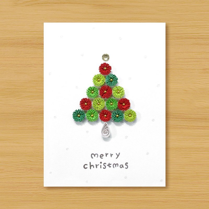 Handmade rolled paper cards_Flowers roaming the Christmas tree - Cards & Postcards - Paper Red