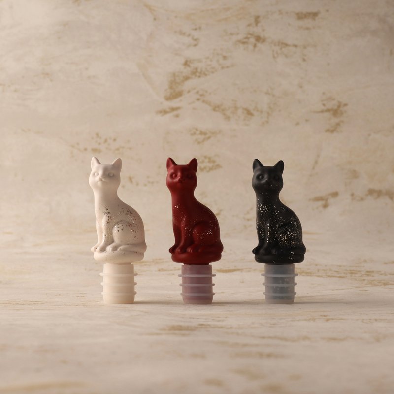 Jesmonite British Mineral Resin/Wildcat Wine Bottle Stopper-Red/Black/White - ถุงใส่กระติกนำ้ - วัสดุอีโค 