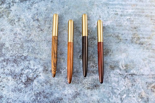 即木工藝 木製手工鋼筆 鋼珠筆 含雷射刻字 客製 木頭筆【黃銅系列】