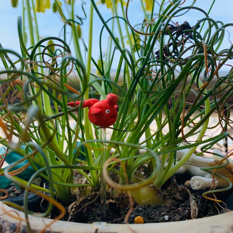 手做 小號呆金魚キンギョ 園藝擺件 療癒 花插 - 公仔/玩偶 - 黏土 紅色