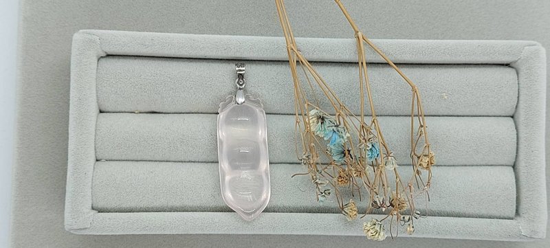 Natural Pink Crystal Pendant - S925 Sterling Silver - สร้อยคอ - คริสตัล สึชมพู